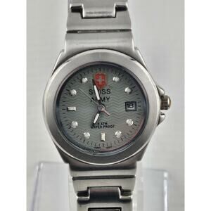Swiss Military Phillip Persio Ladies Watch Date Rare Gray New Battery Runs